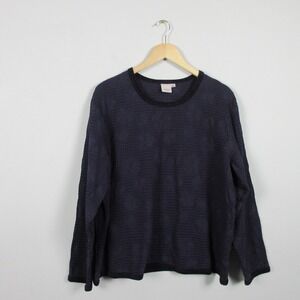 Focus USA Textured Long Sleeve Top Women M Purple Cotton Vtg Hippie Casual 330